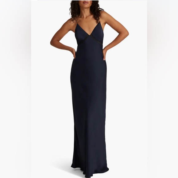 NWT Favorite Daughter Blackberry Dress in Navy Embroidered Maxi Slip Dress - Picture 6 of 16